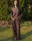 PLEATED WIDE PANTS-100% LINEN