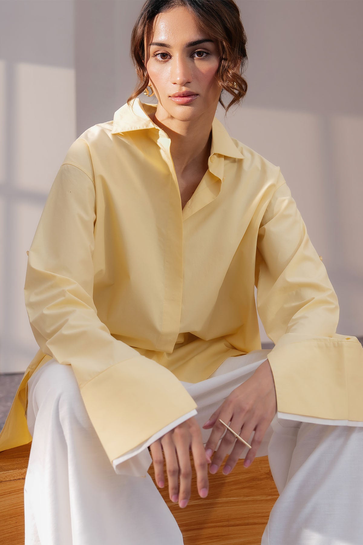 RELAXED DOUBLE CUFF SHIRT-POPLIN