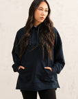 RELAXED LONG HOODIE-TERRY