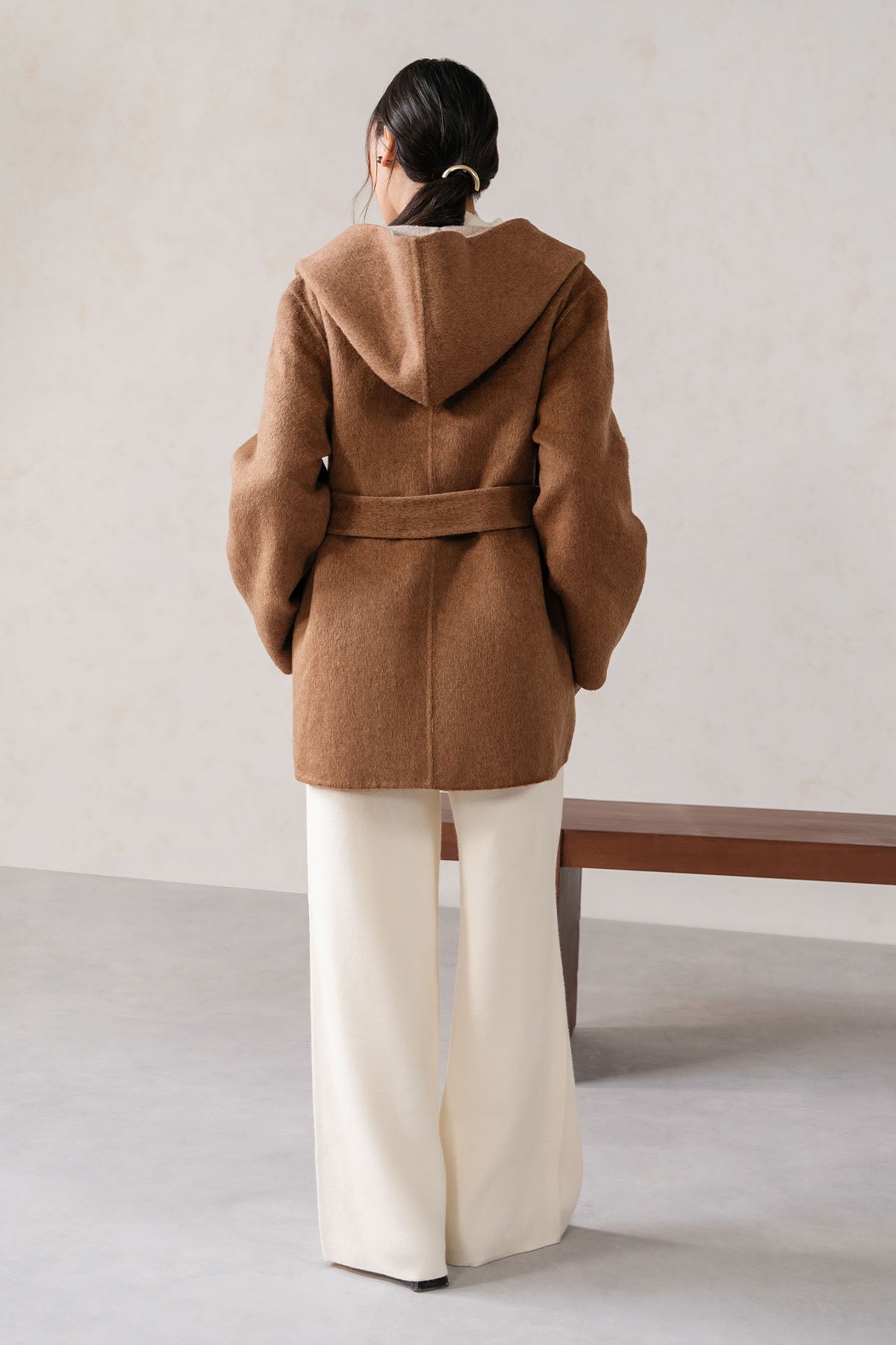 HOODED WRAP COAT