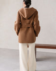 HOODED WRAP COAT