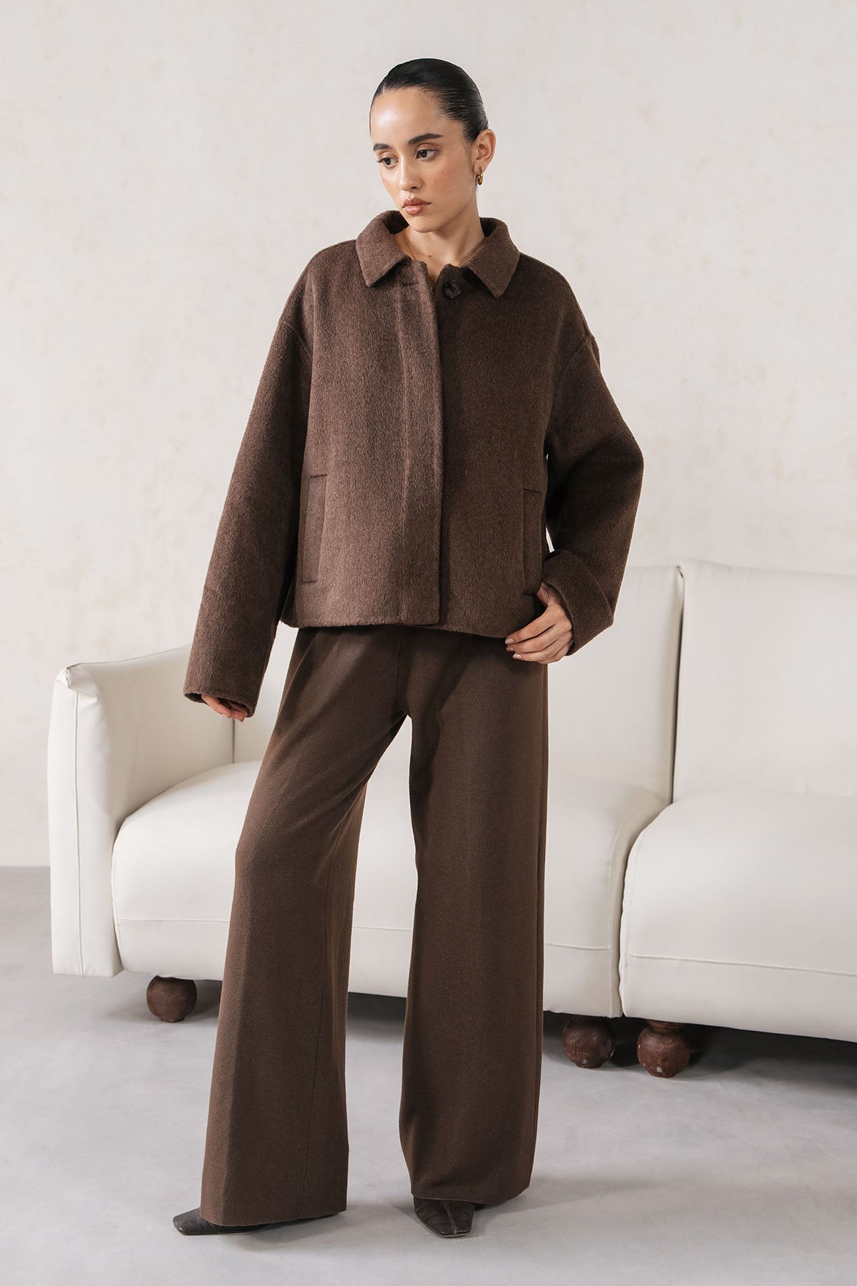 COLLARED WOOL-BLEND JACKET