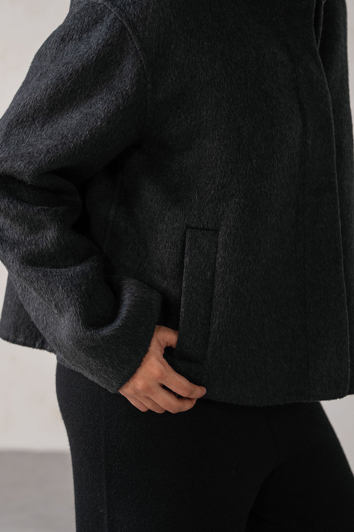 COLLARED WOOL-BLEND JACKET