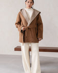 HOODED WRAP COAT
