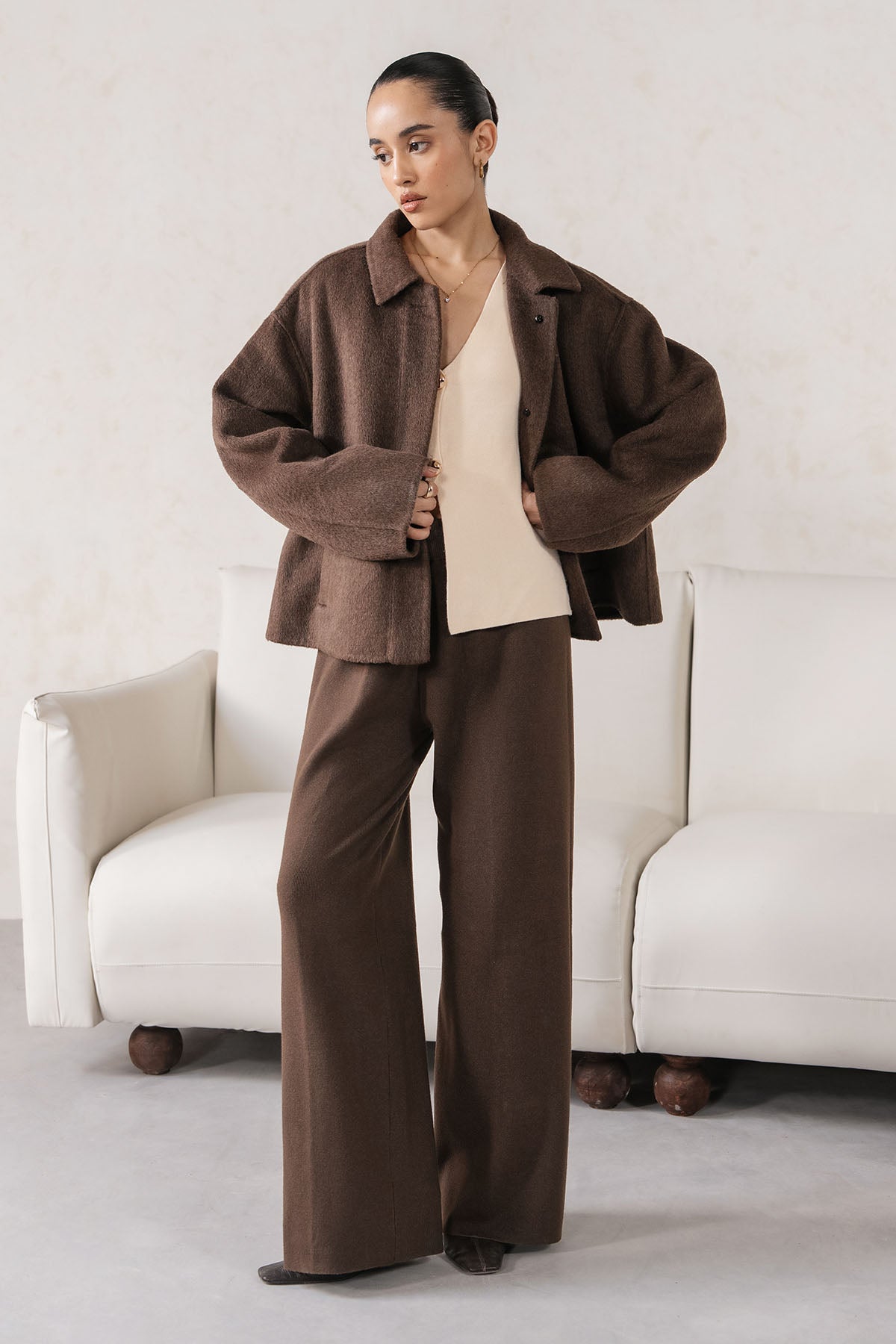 COLLARED WOOL-BLEND JACKET