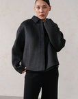 COLLARED WOOL-BLEND JACKET