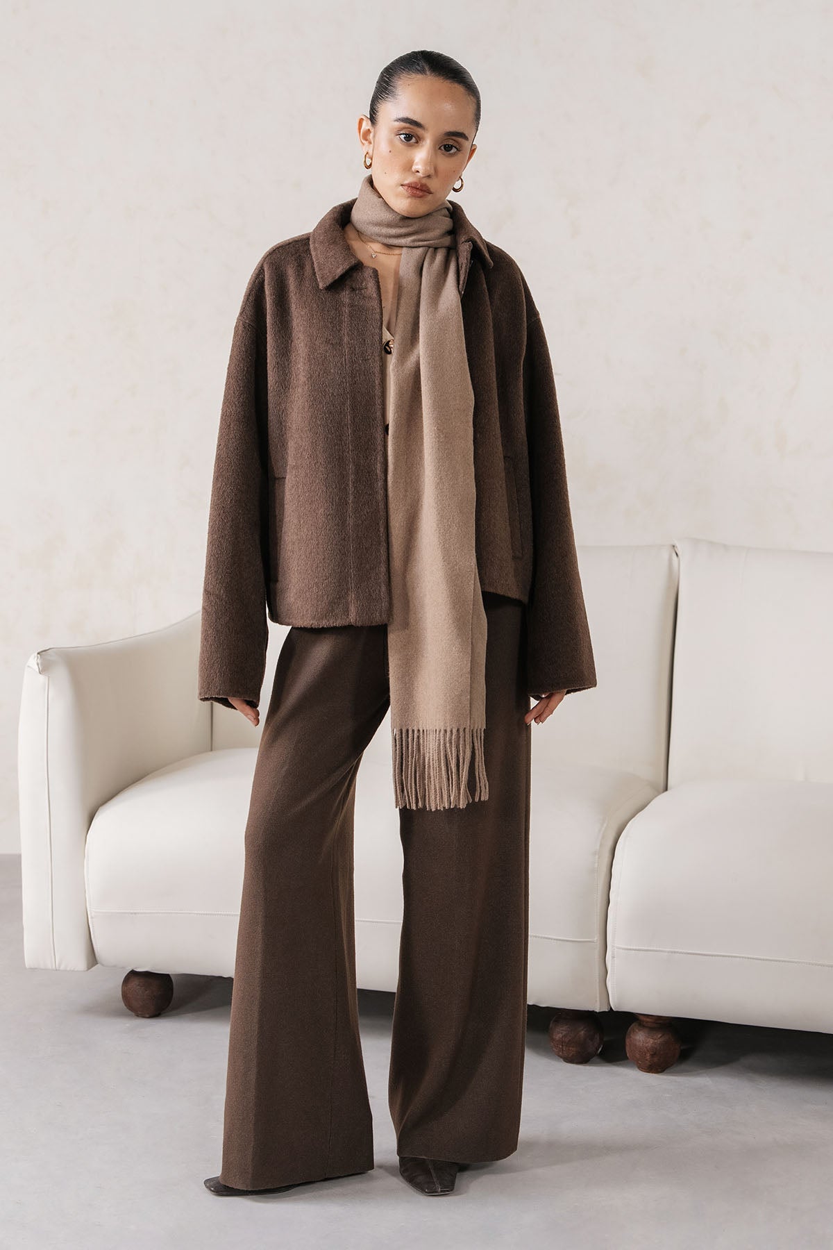 COLLARED WOOL-BLEND JACKET