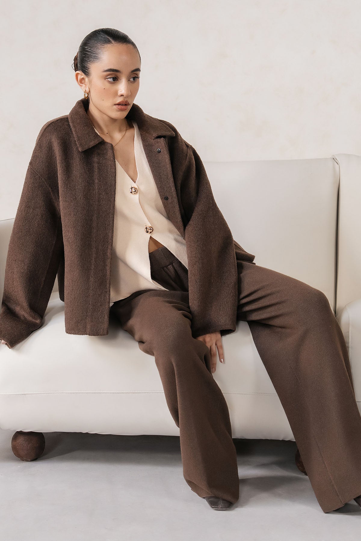 COLLARED WOOL-BLEND JACKET