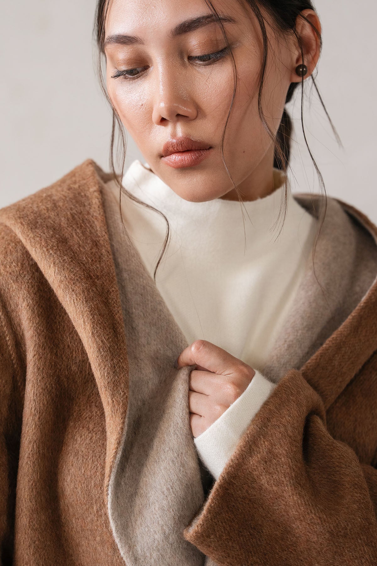 HOODED WRAP COAT