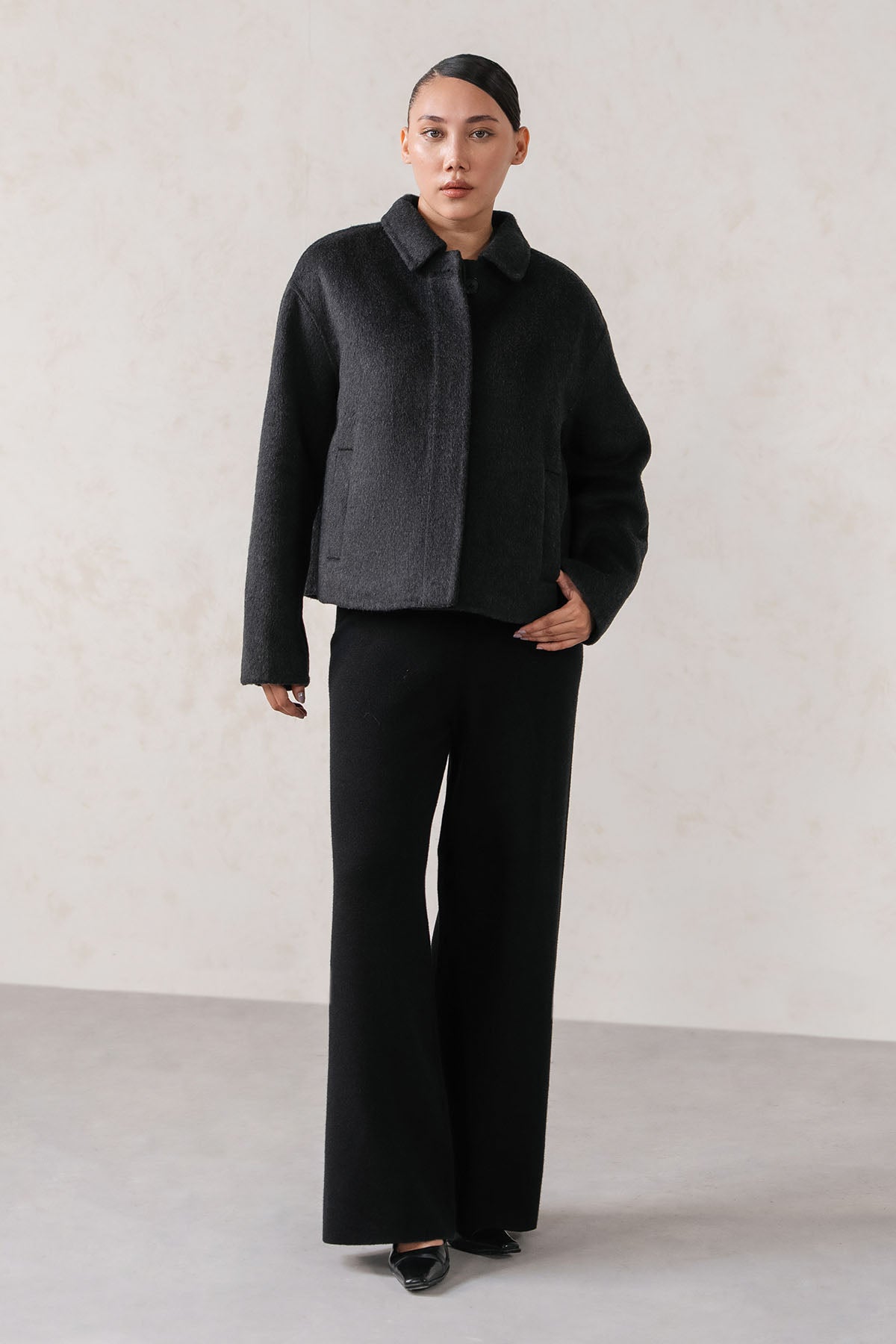 COLLARED WOOL-BLEND JACKET