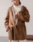 HOODED WRAP COAT