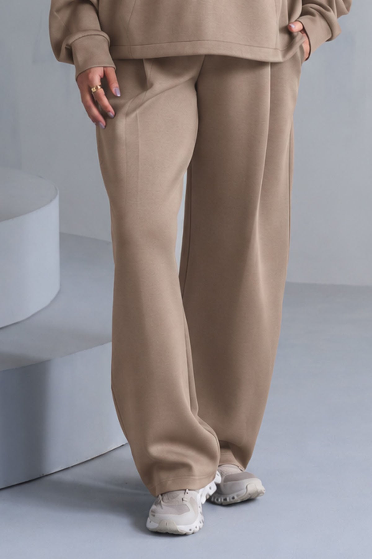 TEXTURED WIDE LEG PANTS-CLOUDLUX