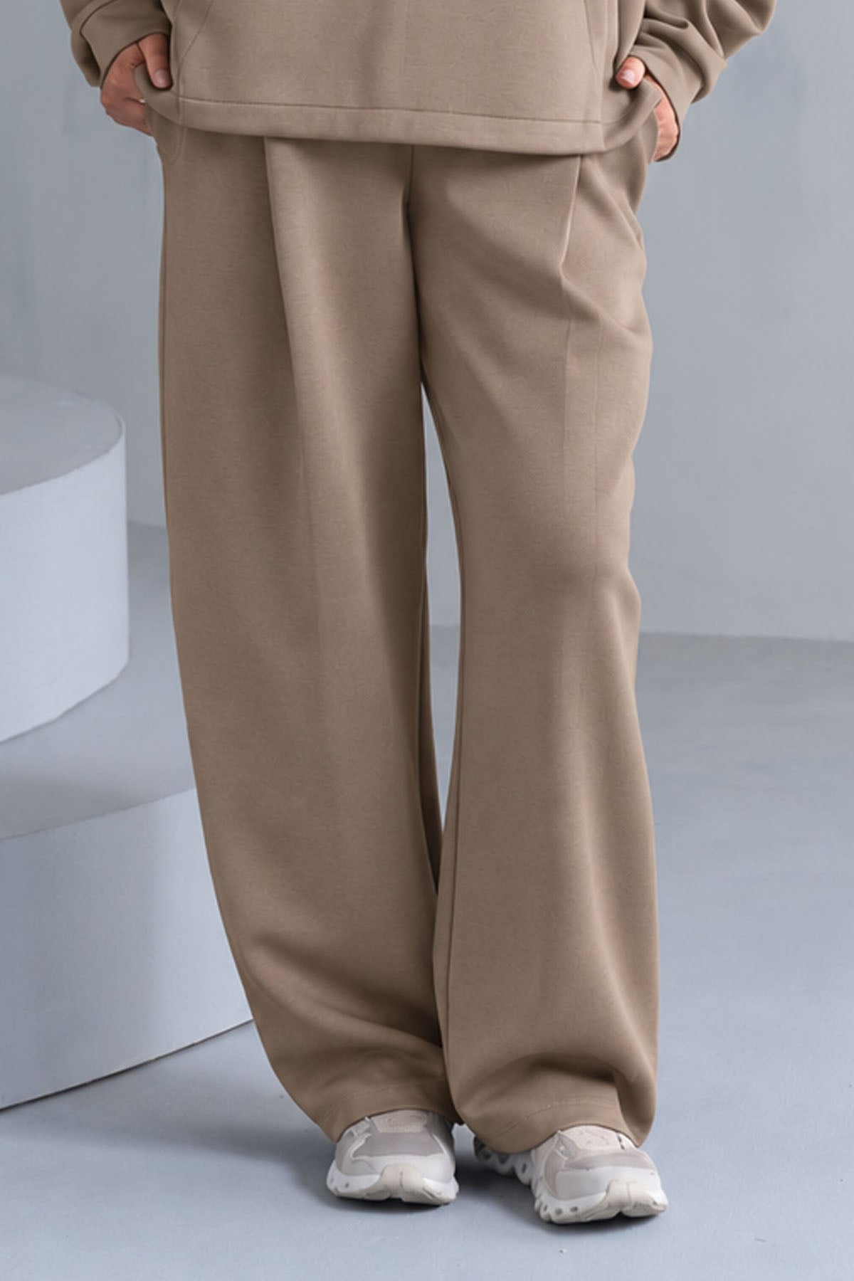 TEXTURED WIDE LEG PANTS-CLOUDLUX