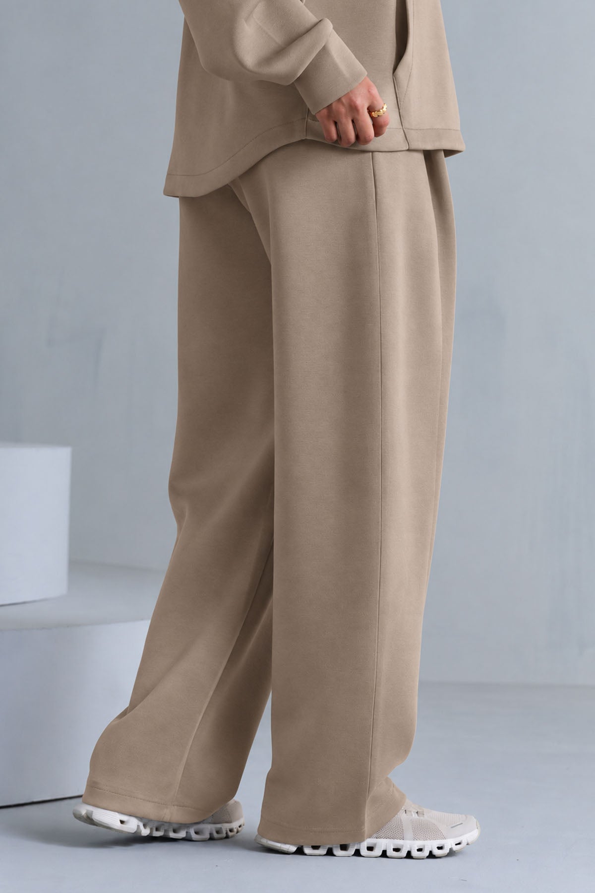 TEXTURED WIDE LEG PANTS-CLOUDLUX