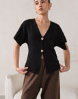 SHORT SLEEVE KNIT CARDIGAN