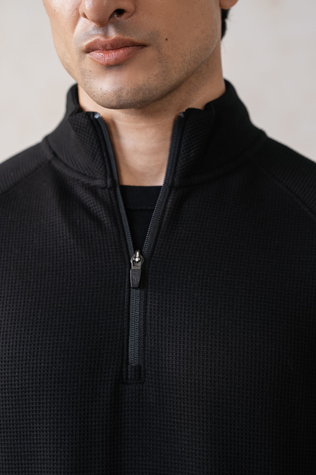 QUARTER ZIPPER-WAFFLE