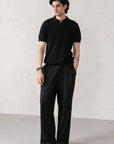 TEXTURED SWEATER POLO-100% COTTON