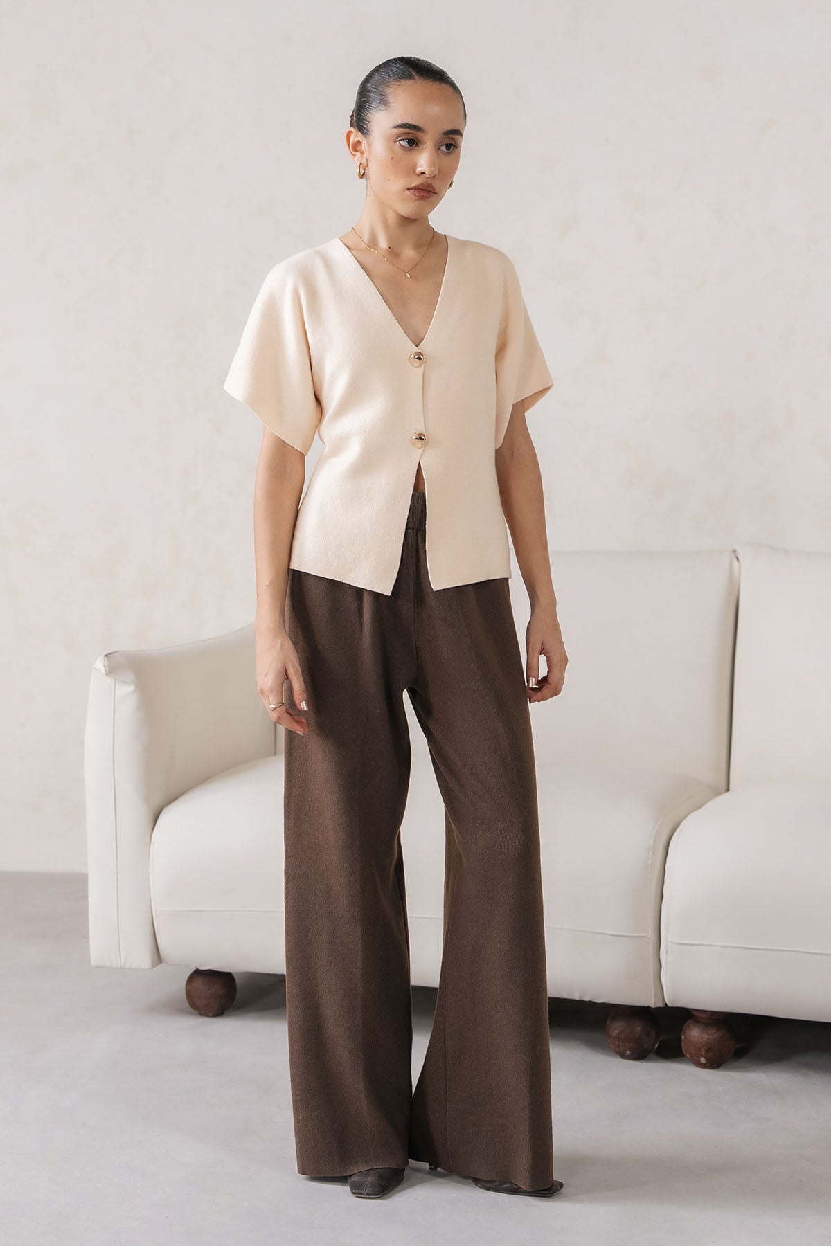 SHORT SLEEVE KNIT CARDIGAN