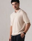 TEXTURED SWEATER POLO-100% COTTON