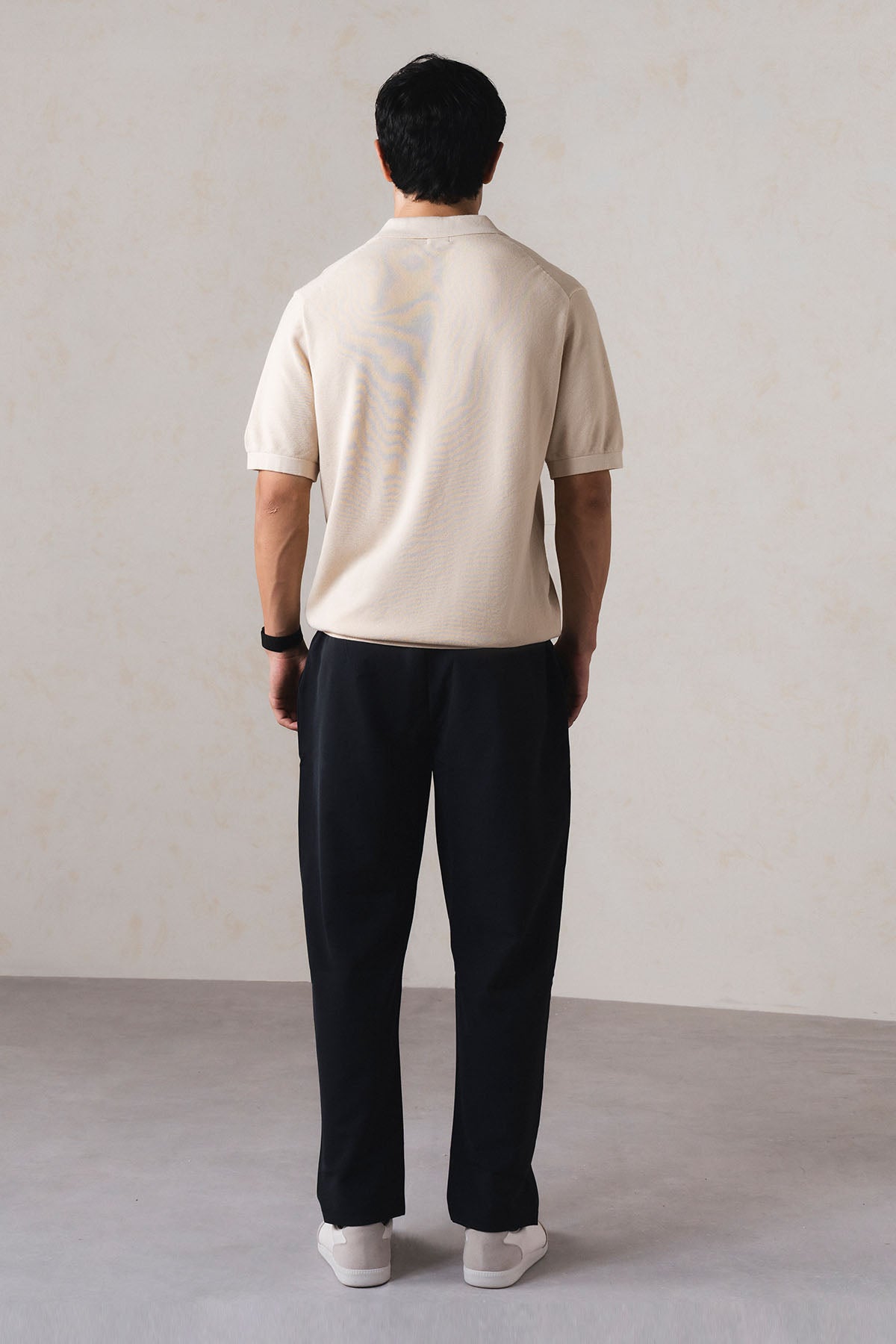 TEXTURED SWEATER POLO-100% COTTON