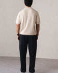 TEXTURED SWEATER POLO-100% COTTON