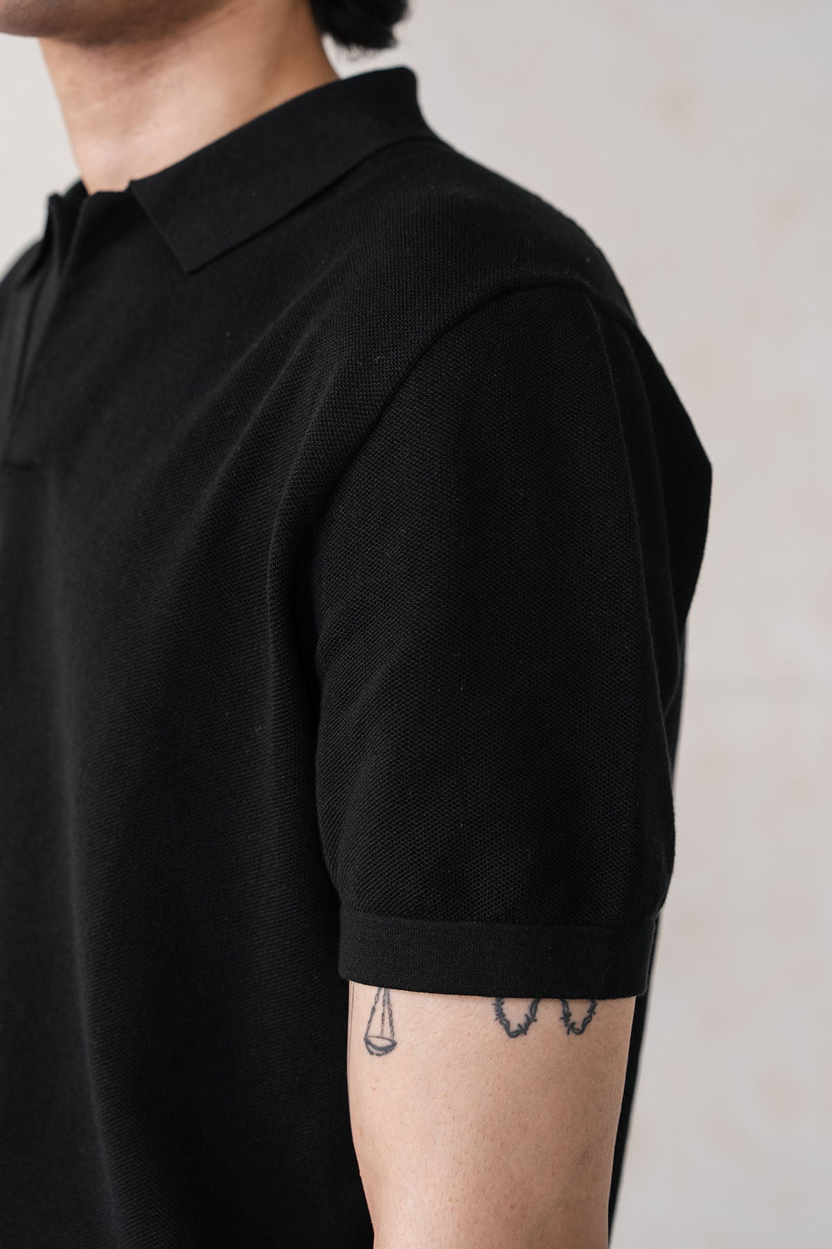 TEXTURED SWEATER POLO-100% COTTON