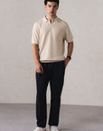 TEXTURED SWEATER POLO-100% COTTON