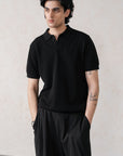 TEXTURED SWEATER POLO-100% COTTON