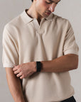 TEXTURED SWEATER POLO-100% COTTON