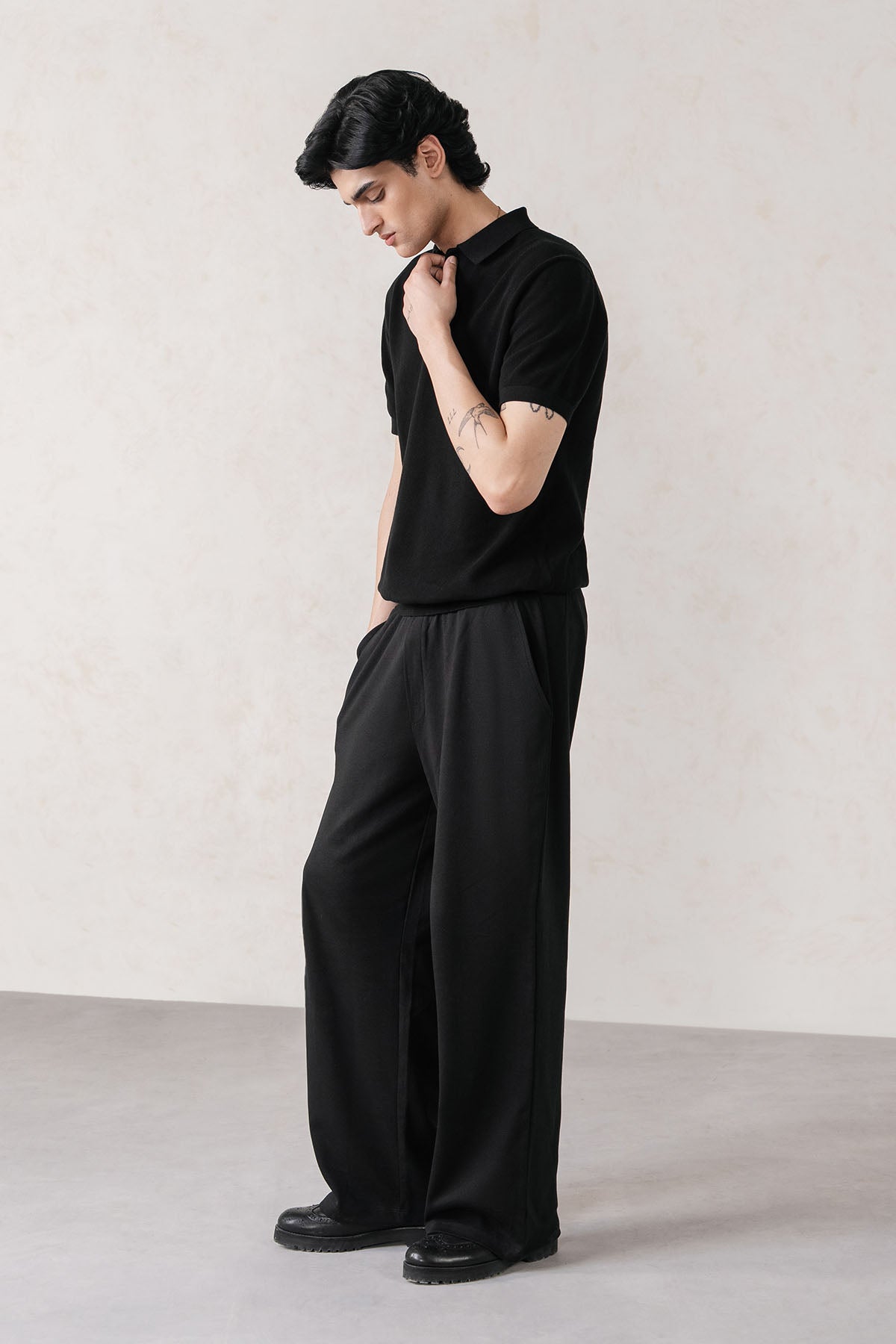 TEXTURED SWEATER POLO-100% COTTON