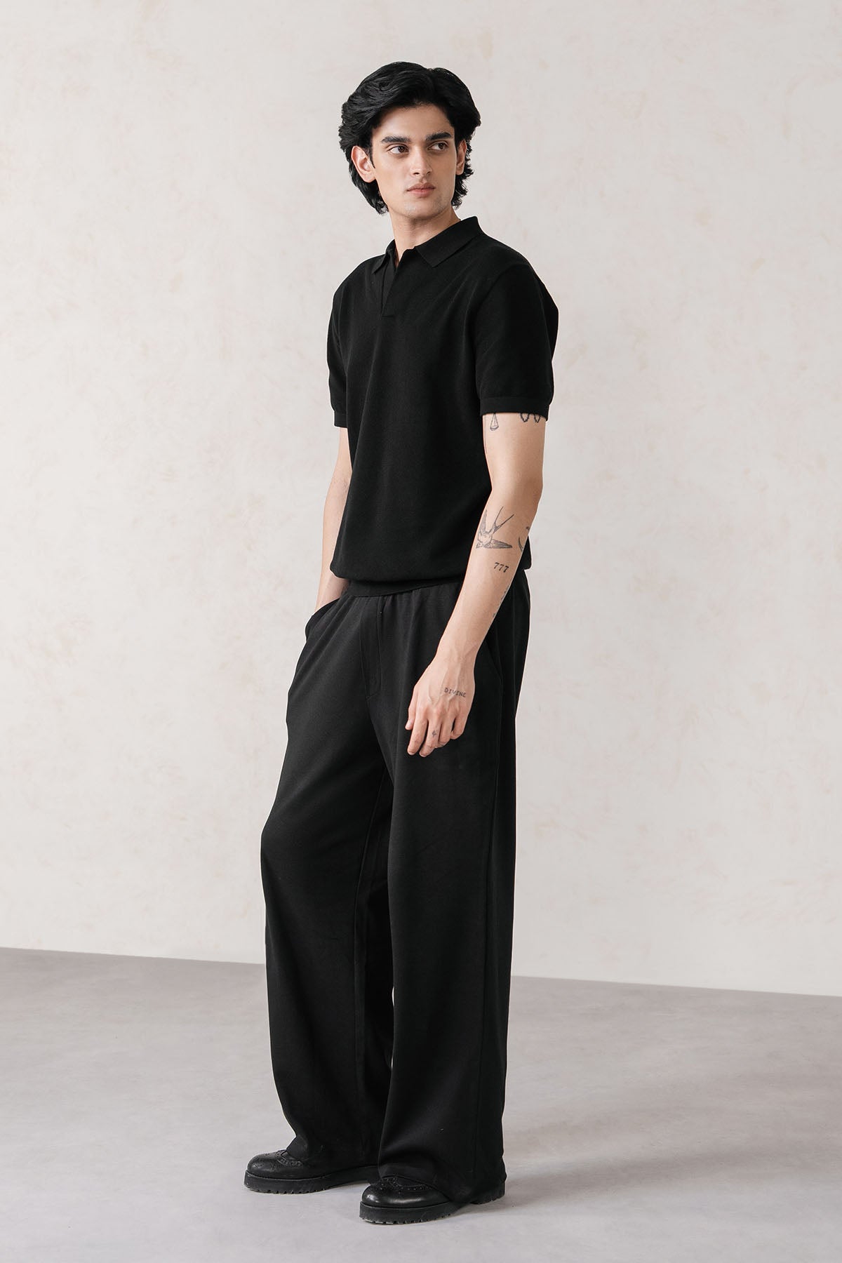 TEXTURED SWEATER POLO-100% COTTON