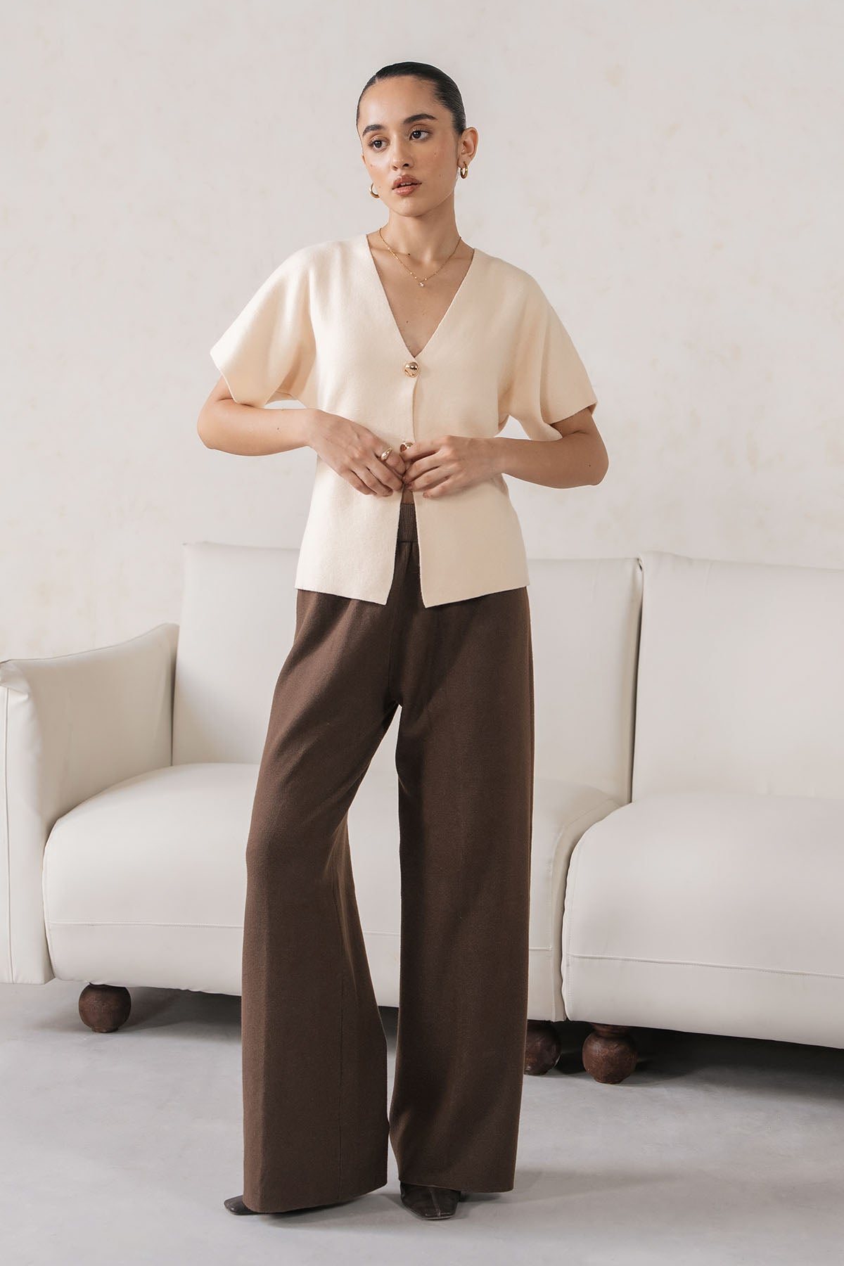 SHORT SLEEVE KNIT CARDIGAN