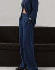 PLEATED WIDE PANTS-100% LINEN