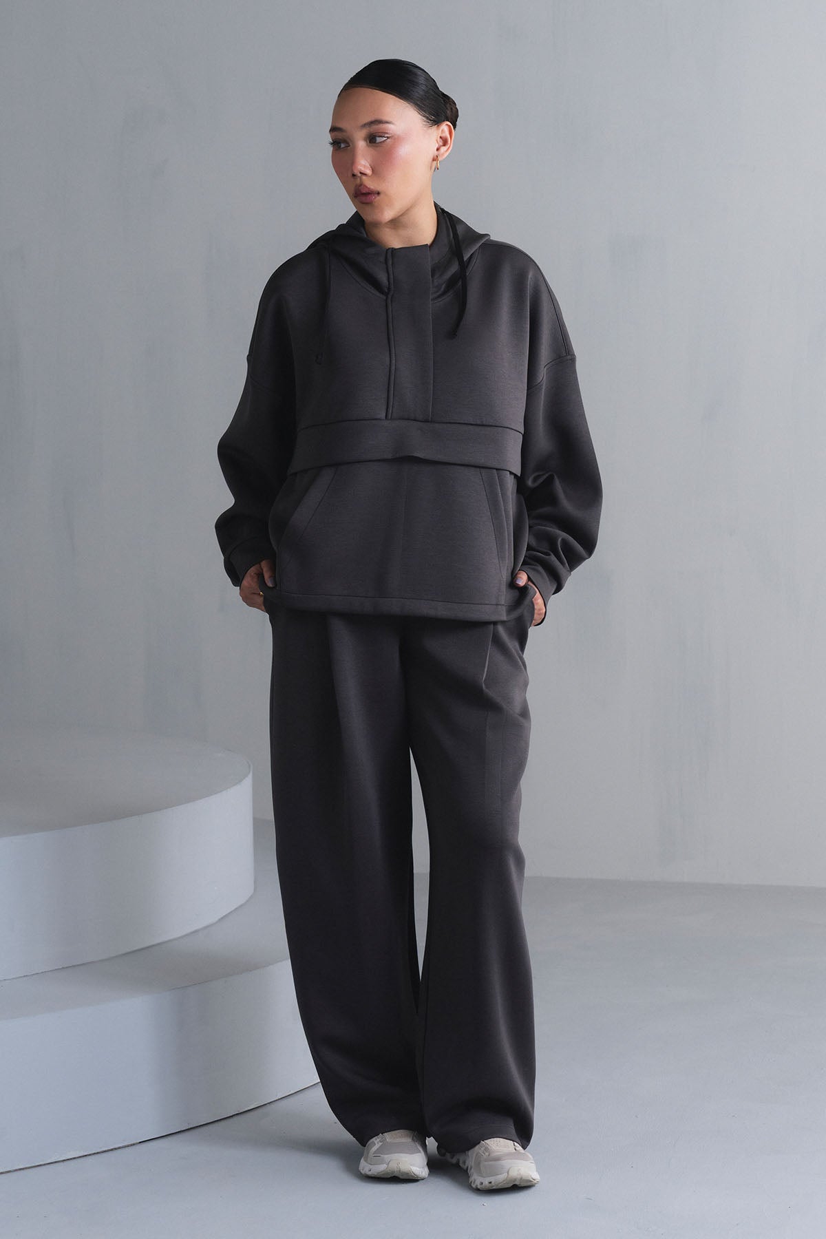 TEXTURED WIDE LEG PANTS-CLOUDLUX