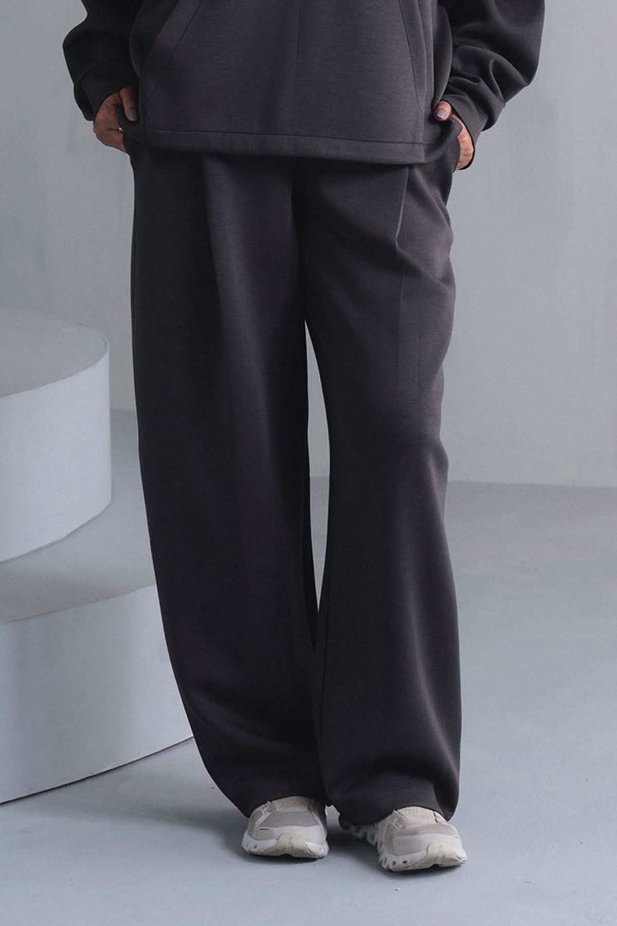 TEXTURED WIDE LEG PANTS-CLOUDLUX