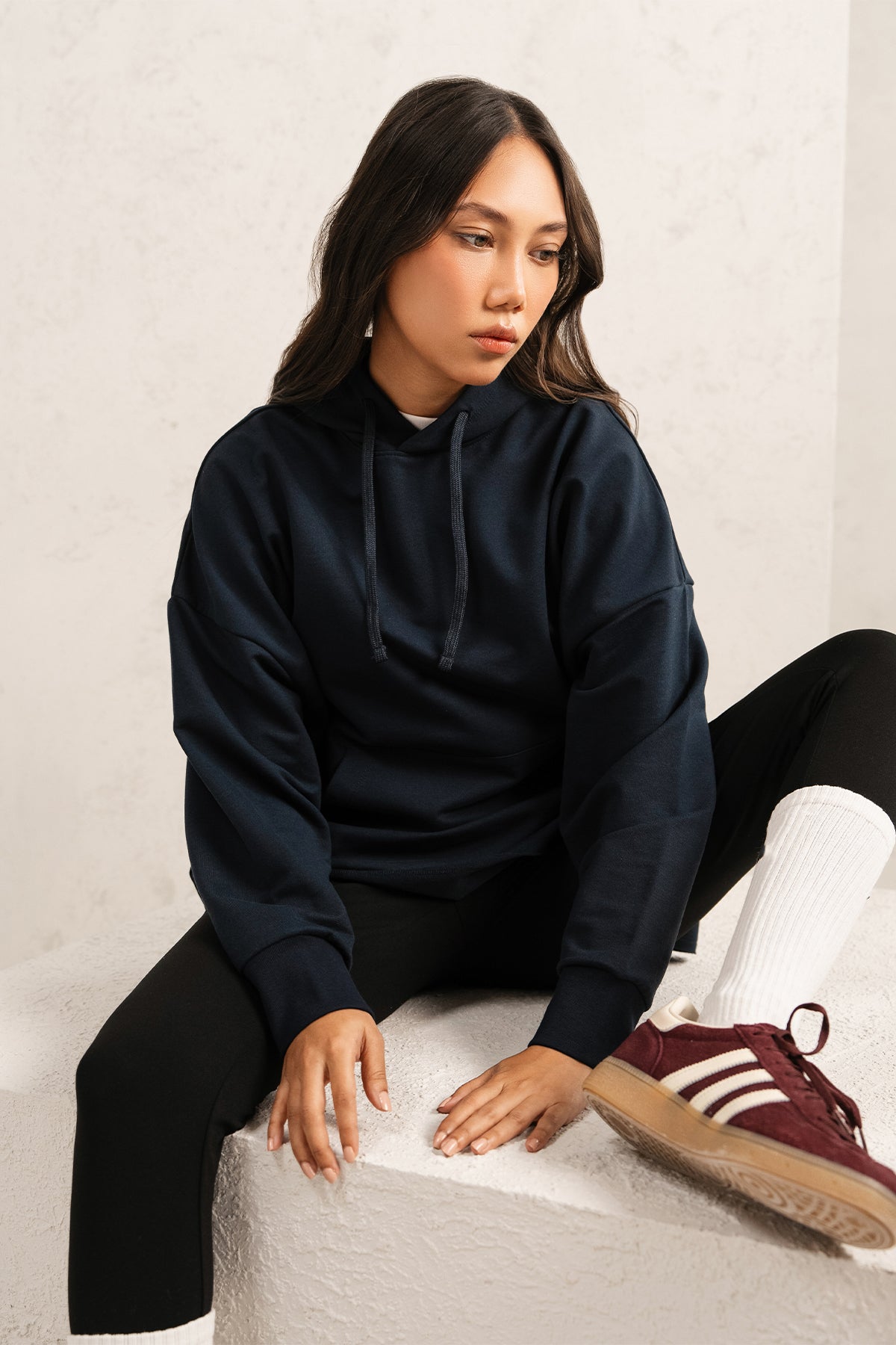 RELAXED LONG HOODIE-TERRY