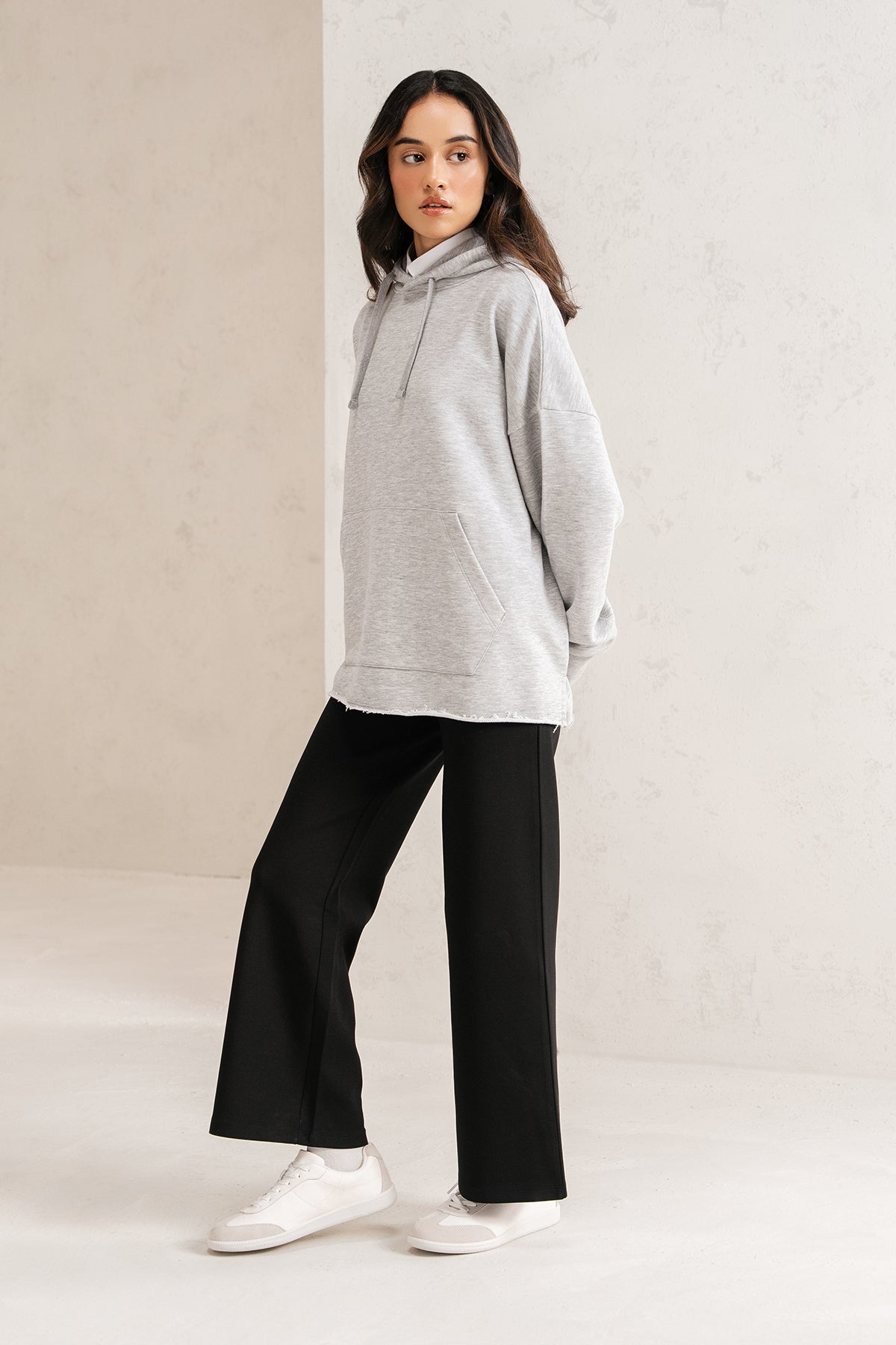 RELAXED LONG HOODIE-TERRY