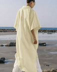 SHORT SLEEVE LINEN BLEND DRESS