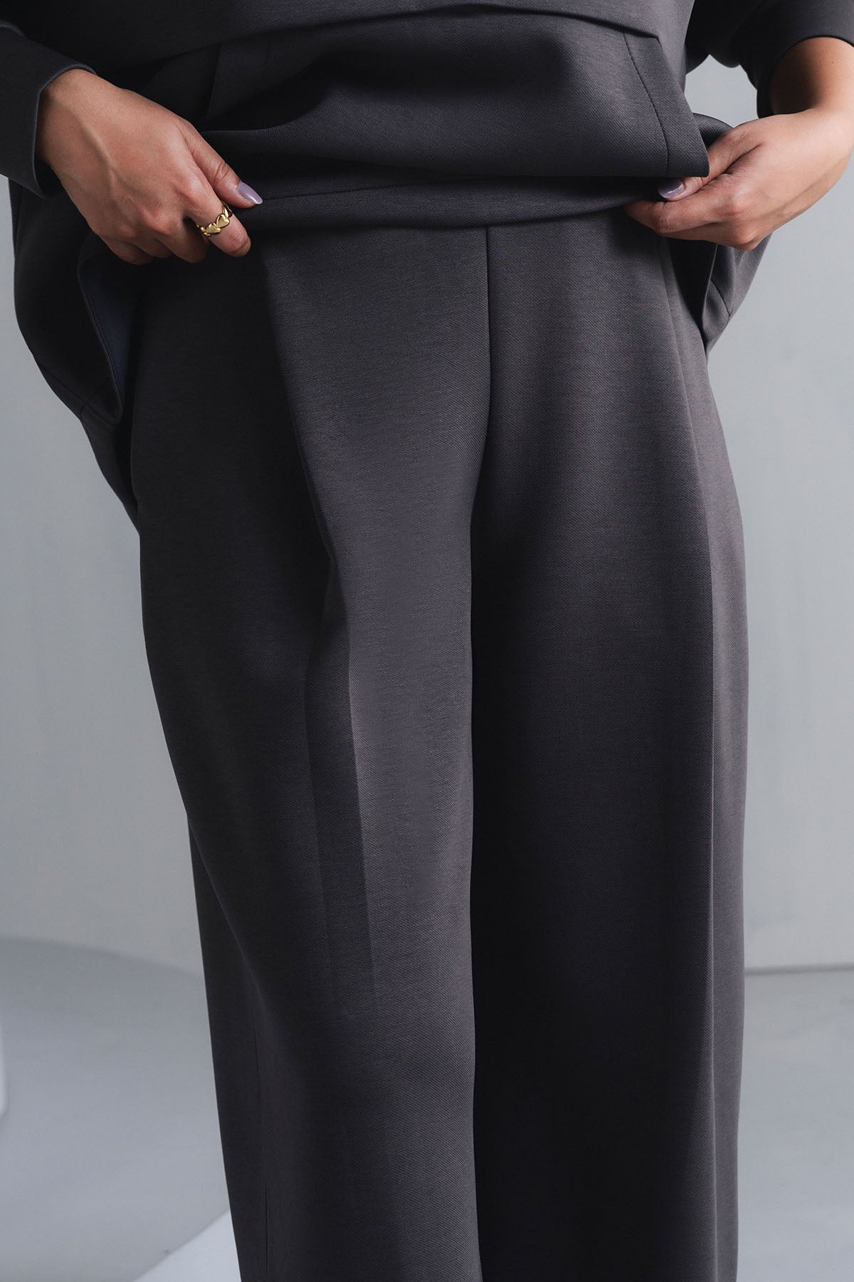 TEXTURED WIDE LEG PANTS-CLOUDLUX