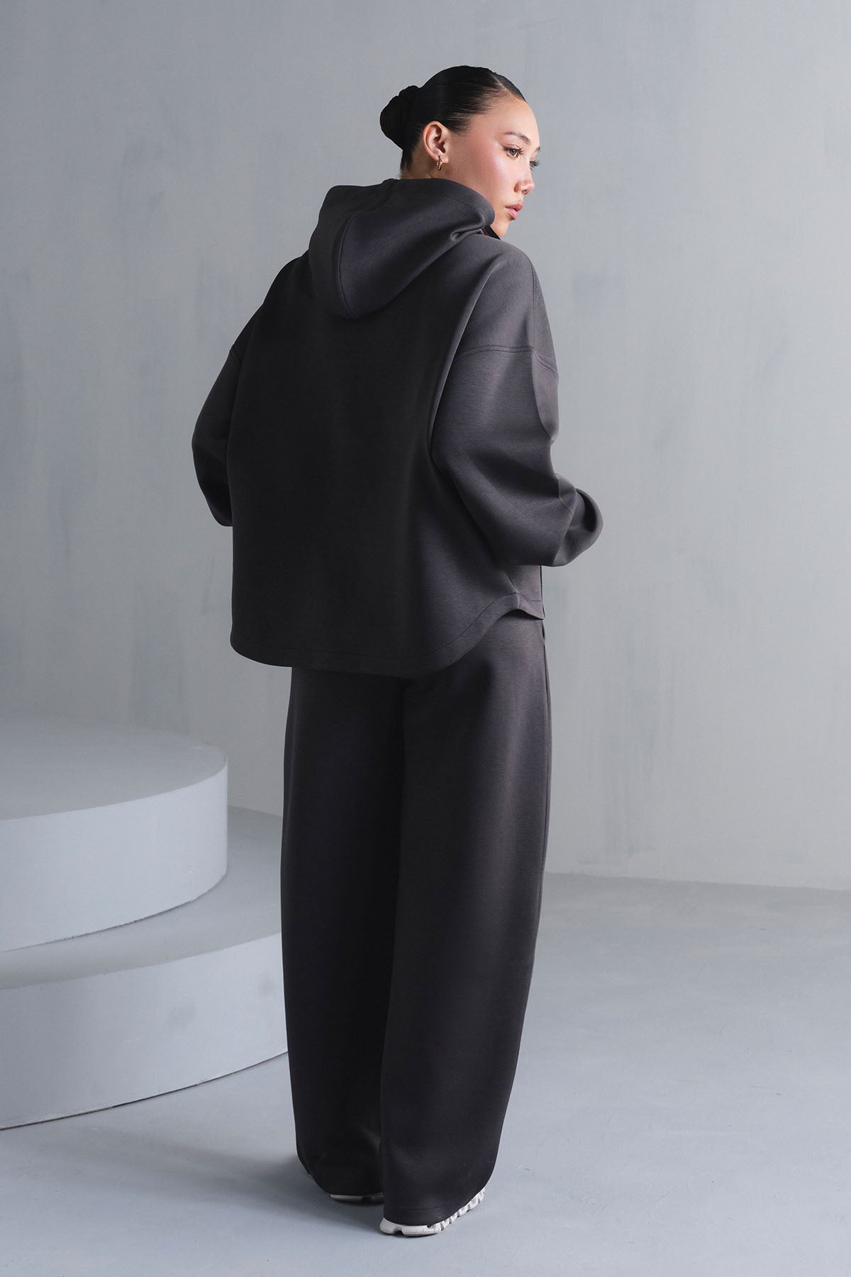TEXTURED WIDE LEG PANTS-CLOUDLUX
