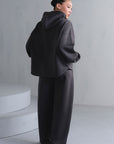 TEXTURED WIDE LEG PANTS-CLOUDLUX