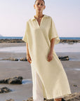 SHORT SLEEVE LINEN BLEND DRESS