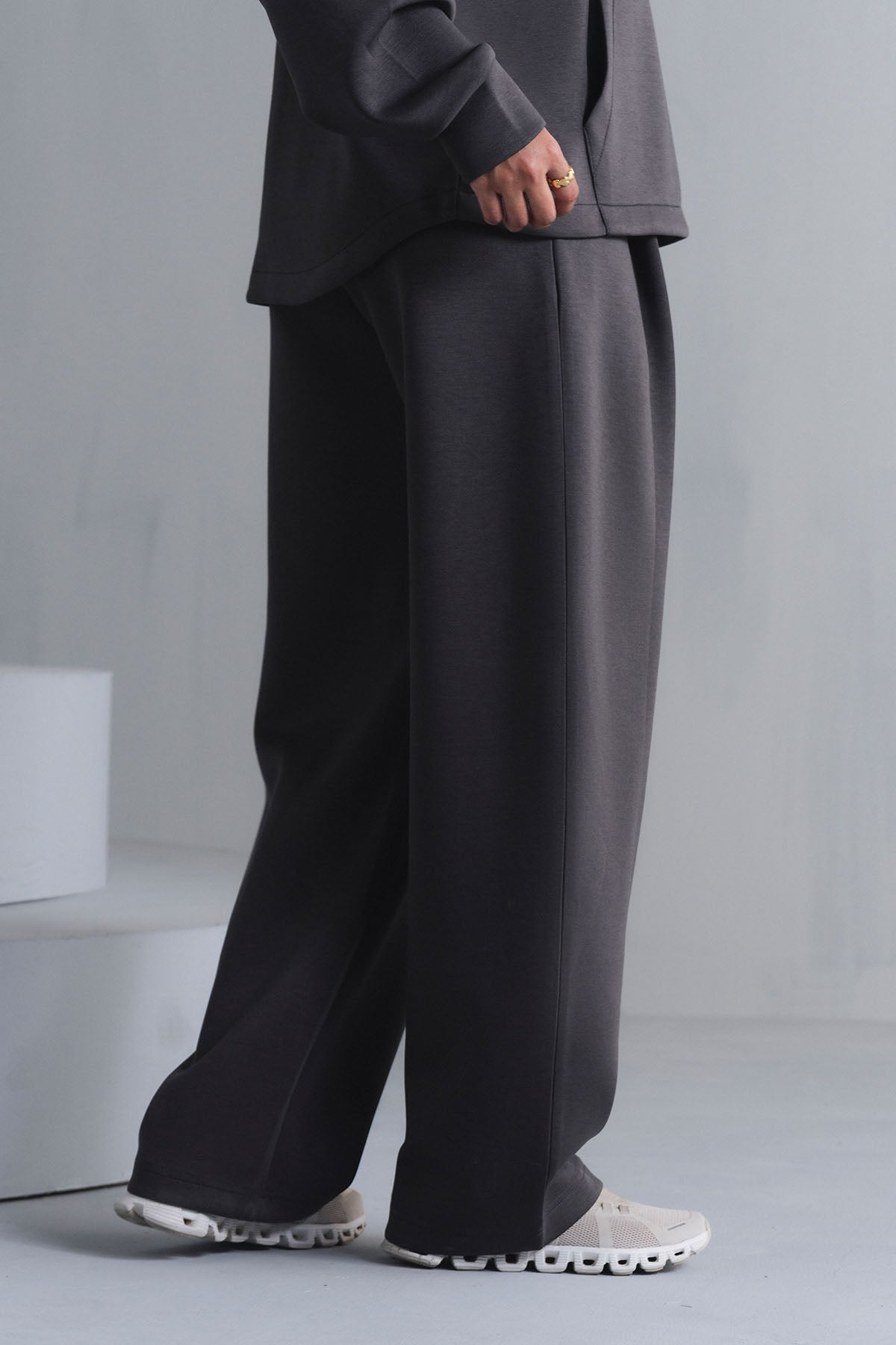 TEXTURED WIDE LEG PANTS-CLOUDLUX