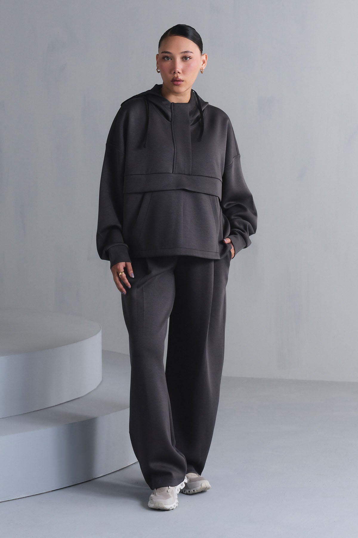 TEXTURED WIDE LEG PANTS-CLOUDLUX