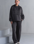 TEXTURED WIDE LEG PANTS-CLOUDLUX