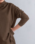 TEXTURED MOCK NECK SIDE SLIT-CLOUDLUX