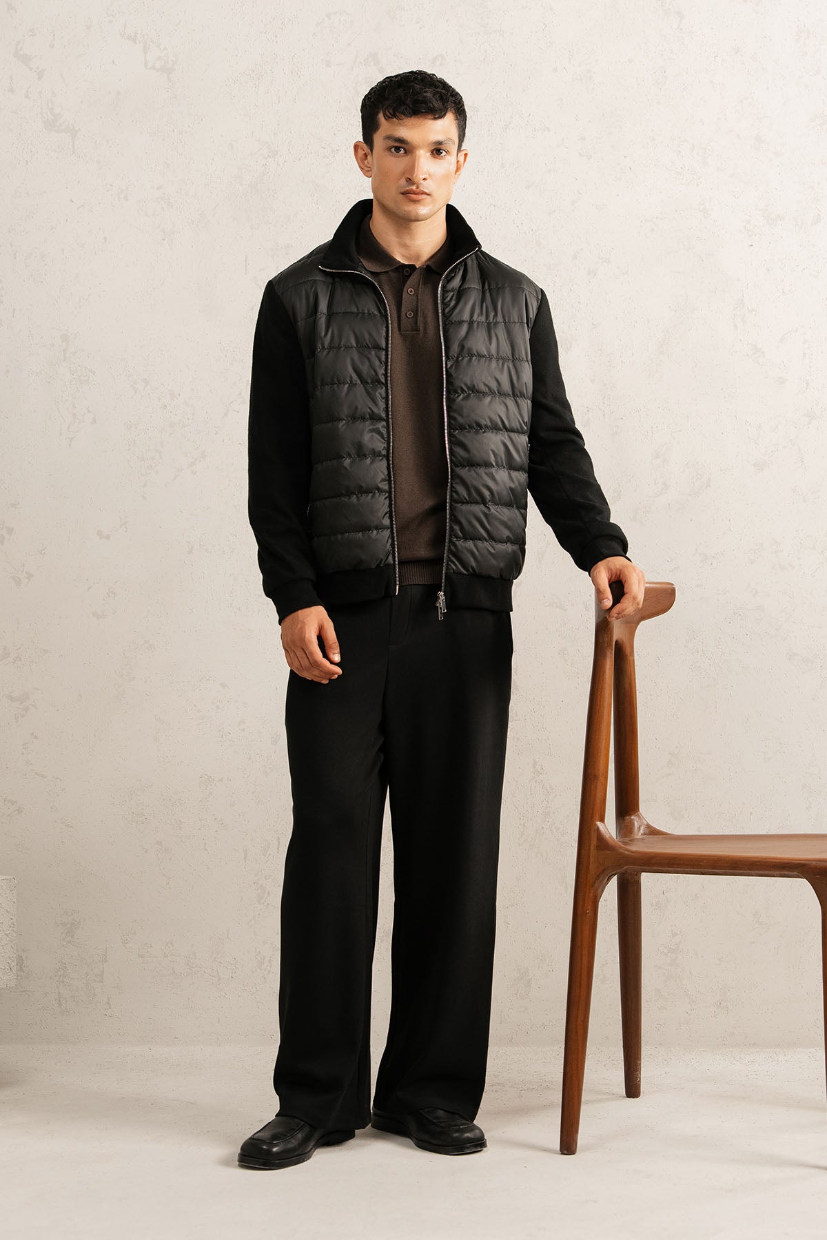 KNIT HYBRID JACKET