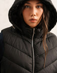 CHEVRON DOWN VEST WITH HOOD