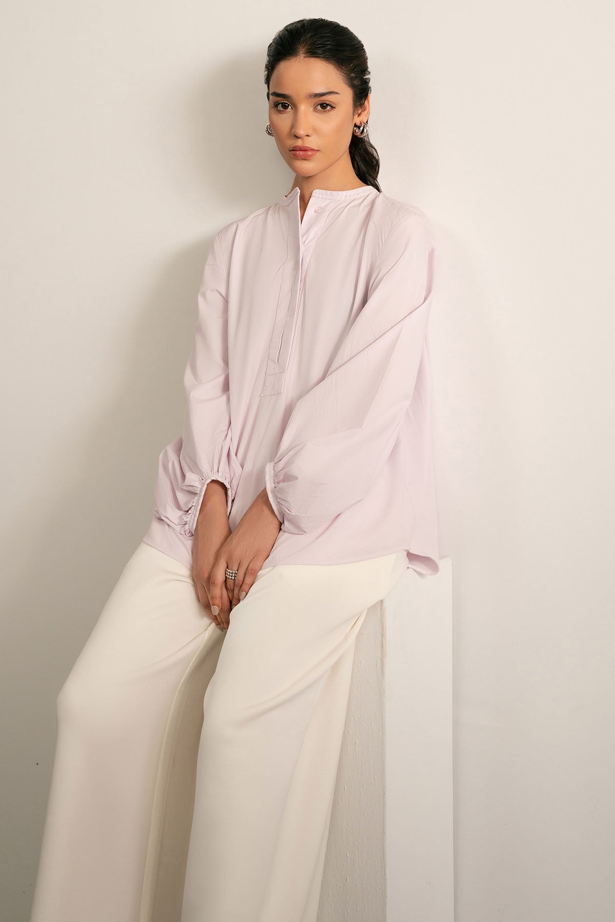 BALLOON SLEEVE POPLIN SHIRT