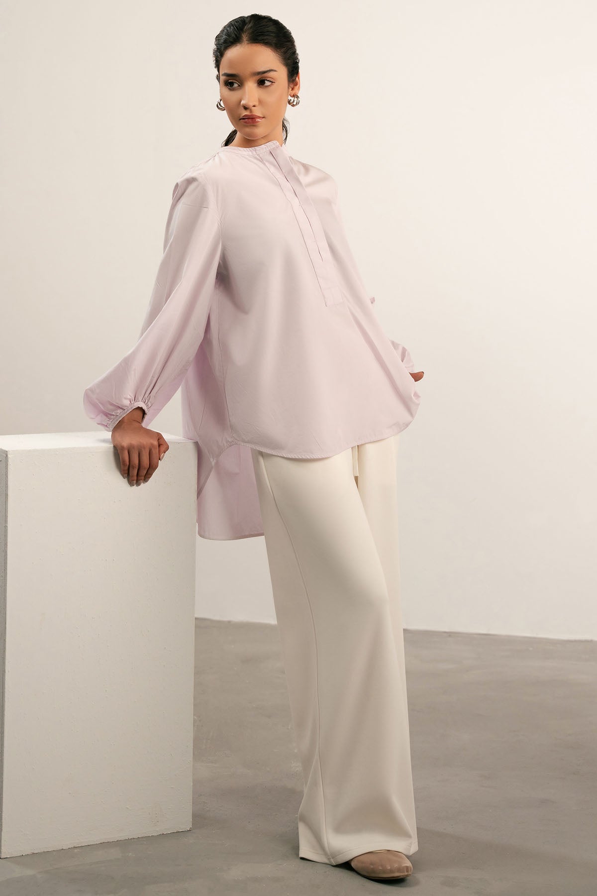 BALLOON SLEEVE POPLIN SHIRT